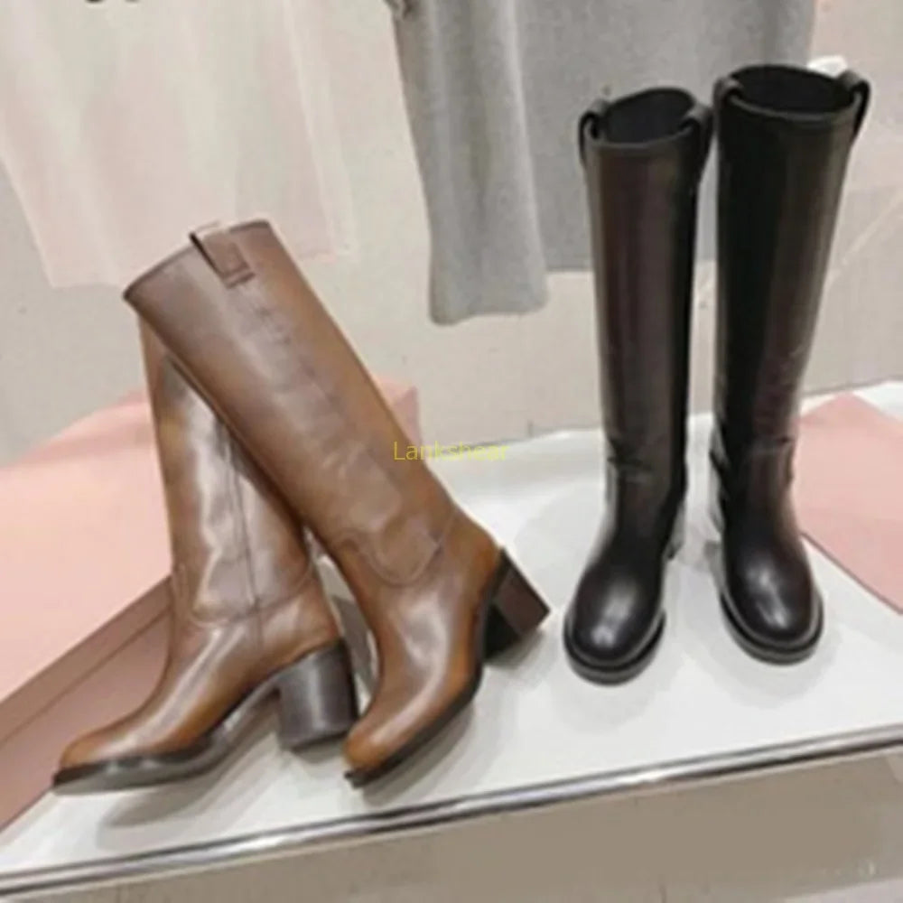 Jasmin | Women's Leather Knee-High Heeled Boots