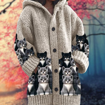 Janet | Warm Women's Sweater with Buttons and Hood