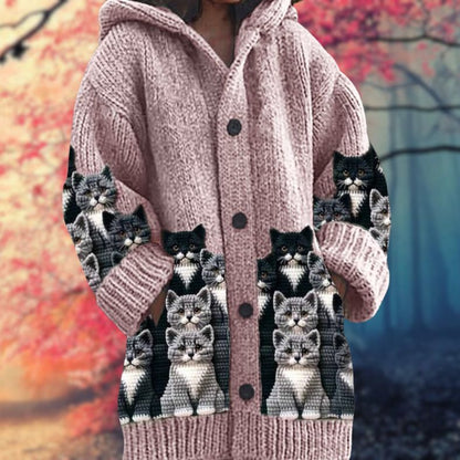 Janet | Warm Women's Sweater with Buttons and Hood
