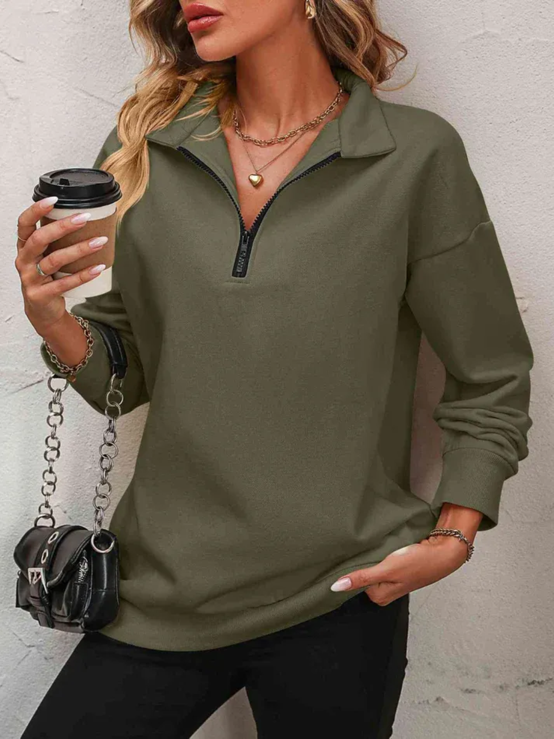 Sofie | Sweatshirt with Zipper and Dropped Shoulder for Women