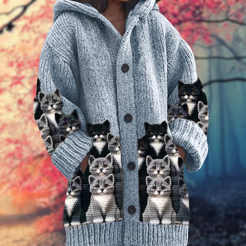 Janet | Warm Women's Sweater with Buttons and Hood