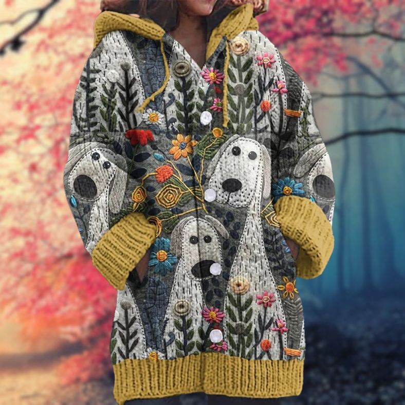 Janet | Warm Women's Sweater with Buttons and Hood
