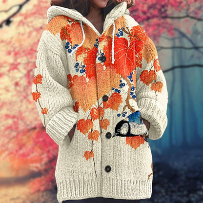 Janet | Warm Women's Sweater with Buttons and Hood
