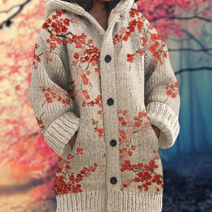 Janet | Warm Women's Sweater with Buttons and Hood