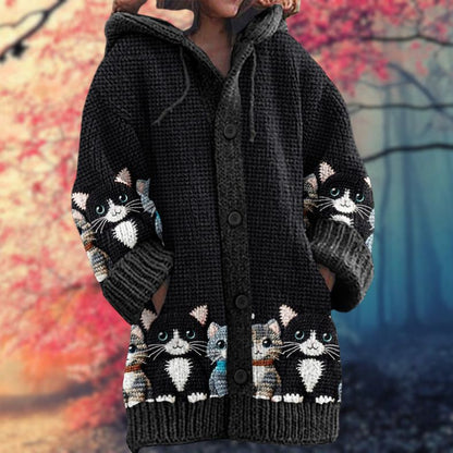 Janet | Warm Women's Sweater with Buttons and Hood