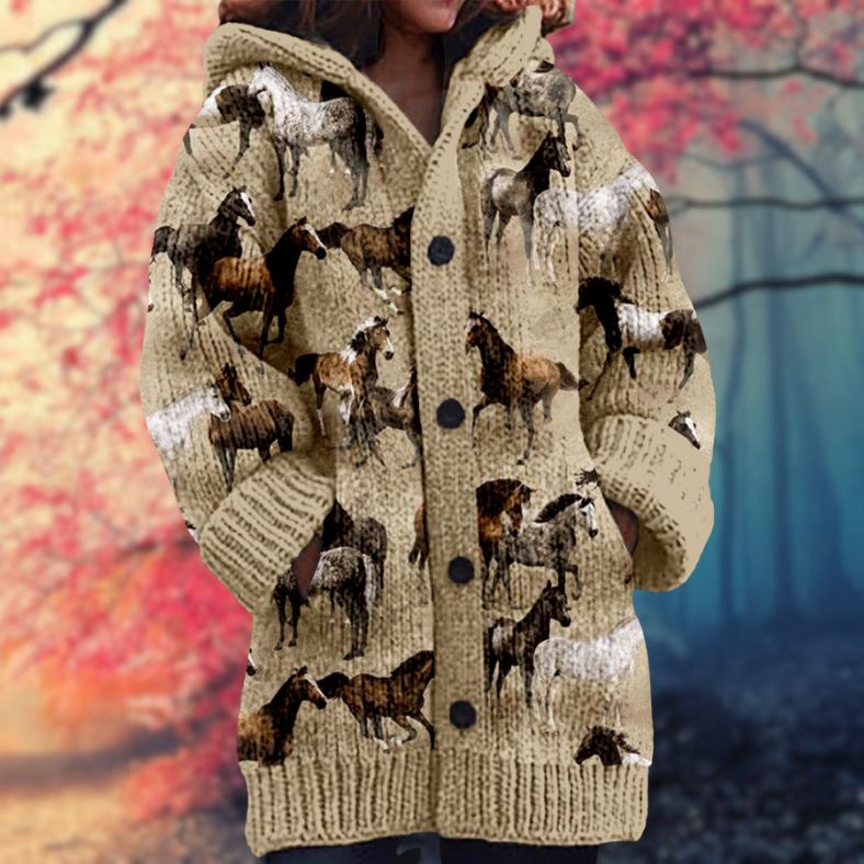 Janet | Warm Women's Sweater with Buttons and Hood