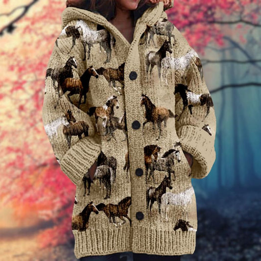 Janet | Warm Women's Sweater with Buttons and Hood