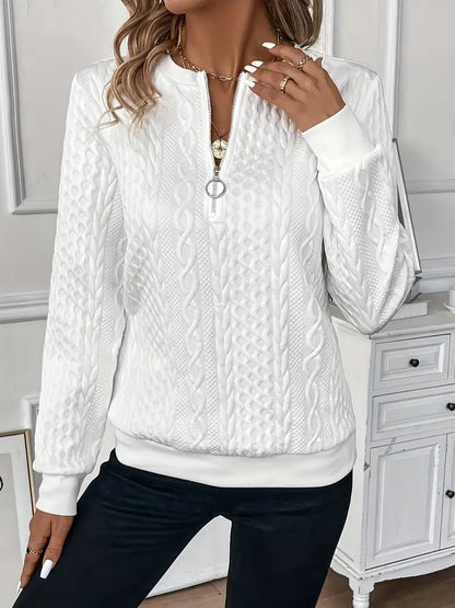 Zoey | Stylish Cable Knit Zip Sweater