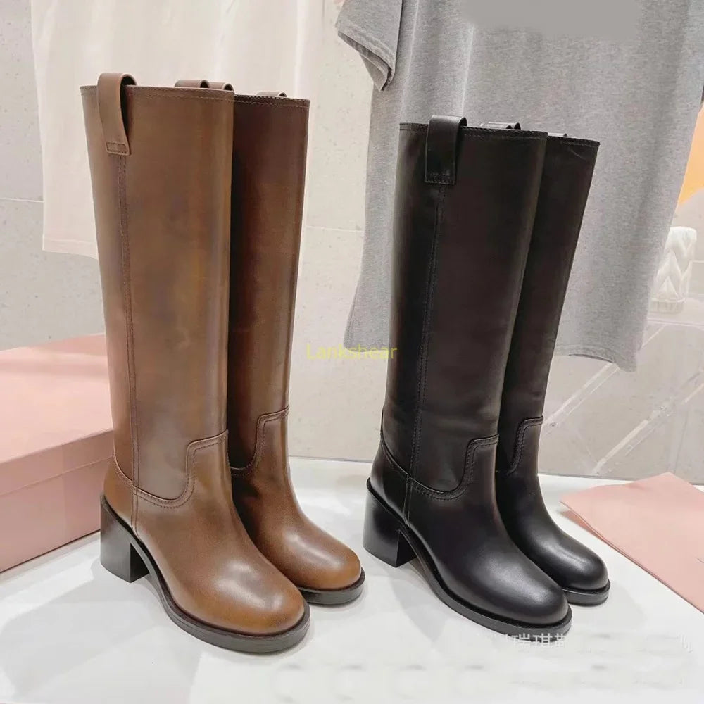 Jasmin | Women's Leather Knee-High Heeled Boots