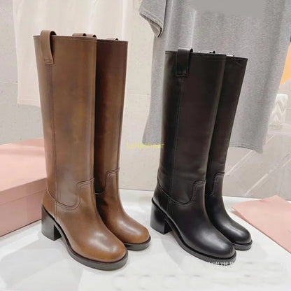 Jasmin | Women's Leather Knee-High Heeled Boots