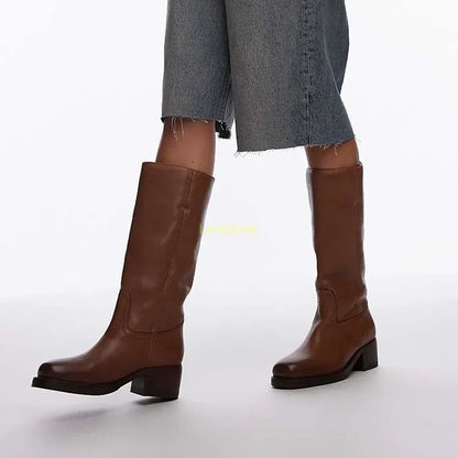 Jasmin | Women's Leather Knee-High Heeled Boots