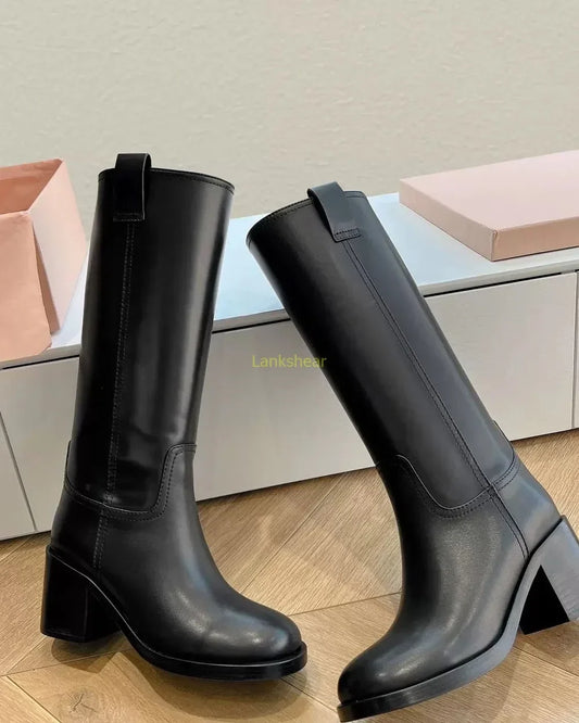 Jasmin | Women's Leather Knee-High Heeled Boots