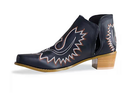 Edith | Ladies' Western Ankle Boots with Embroidery