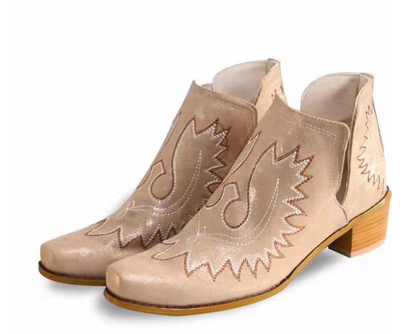 Edith | Ladies' Western Ankle Boots with Embroidery
