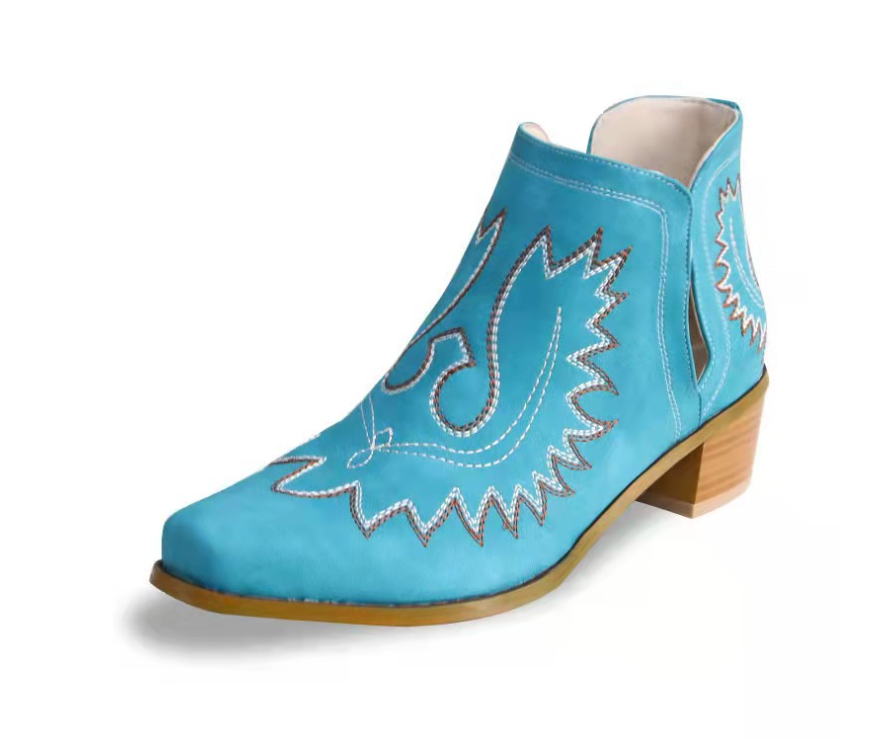 Edith | Ladies' Western Ankle Boots with Embroidery